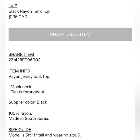 LVIR black Rayon pleated Tank Top size S - Picture 7 of 9